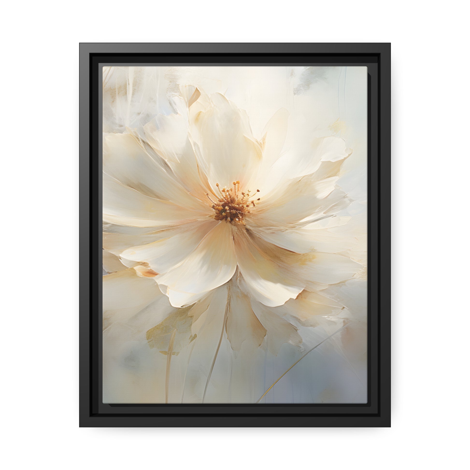 Framed Canvas Watercolor Style Soft Daisy Flower Floating Canvas