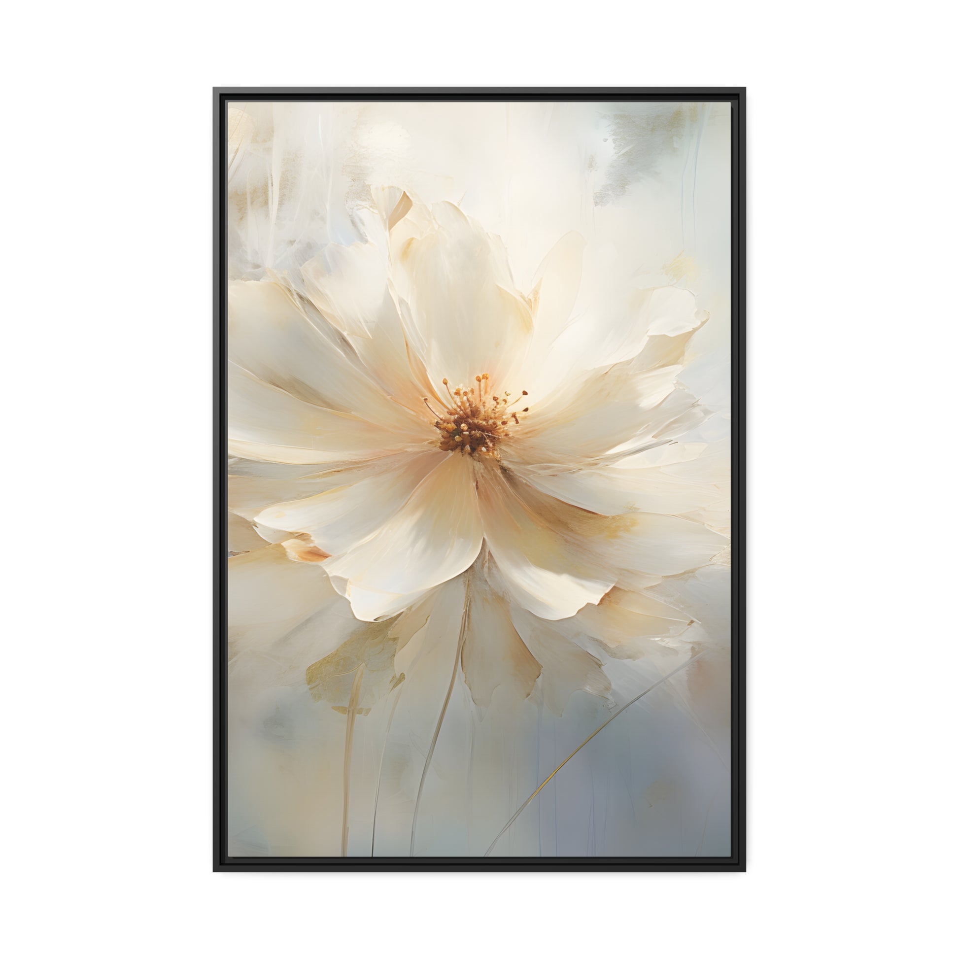 Framed Canvas Watercolor Style Soft Daisy Flower Floating Canvas