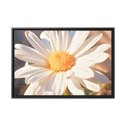 Framed Canvas Nature Inspired Artwork Stunning Sunlit Daisy Blooming Oil Painting Style