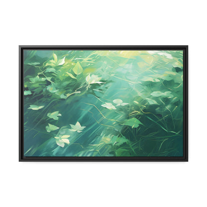 Green Leafy Windy Weather Framed Canvas Floating Canvas Abstract Art