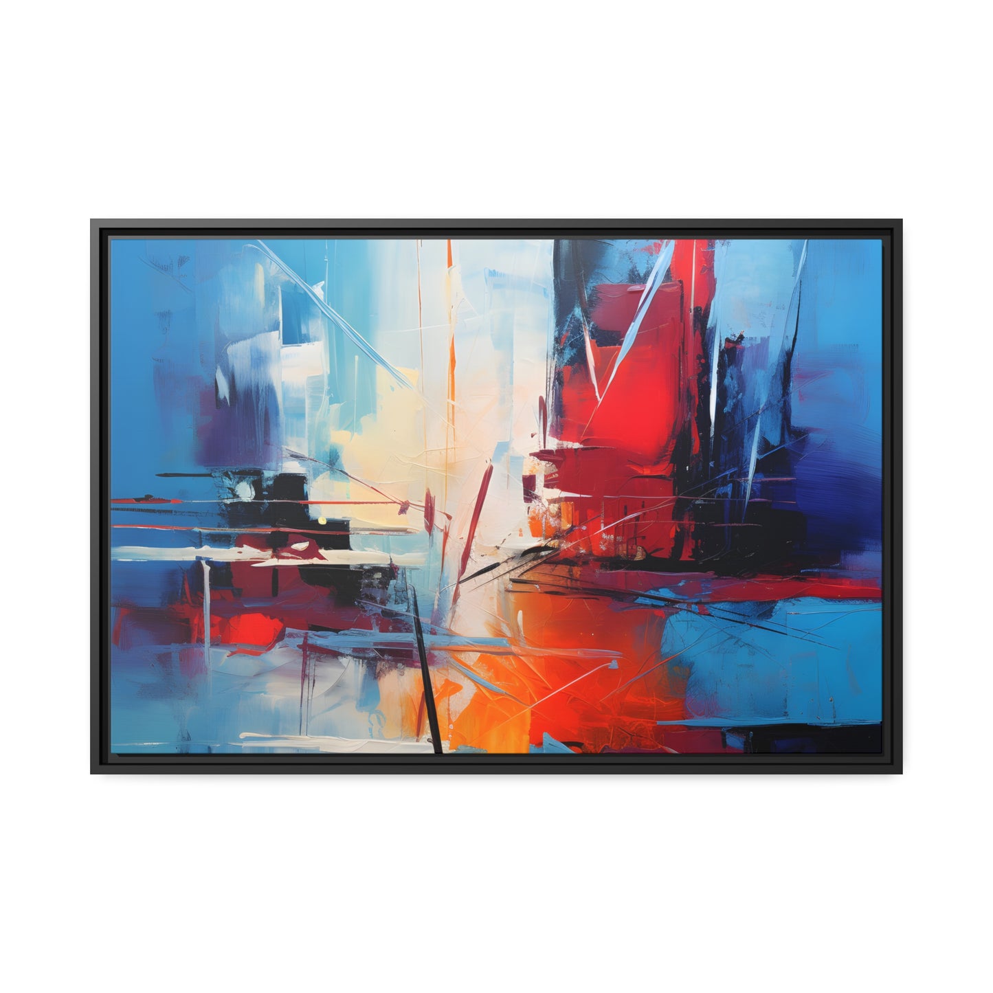 Framed Canvas Abstract artwork Vibrant City Art Framed Oil Painting Style Abstract Art