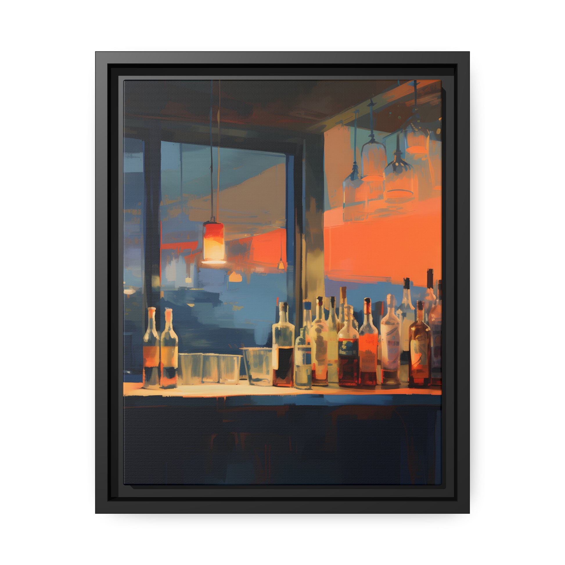 Framed Canvas Artwork Alcohol Bar Night Life Party Drinking Lifestyle Floating Frame Canvas 