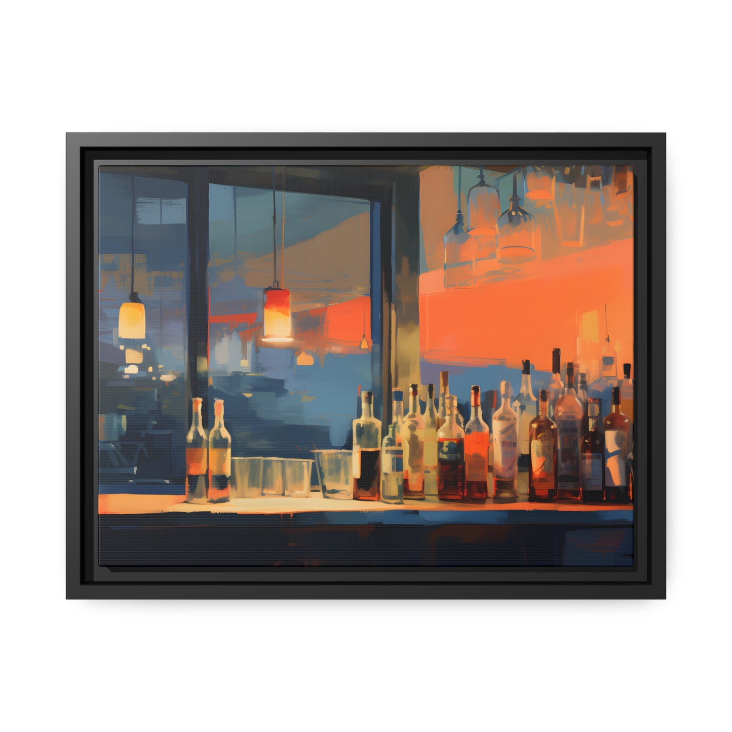 Framed Canvas Artwork Alcohol Bar Night Life Party Drinking Lifestyle Floating Frame Canvas 