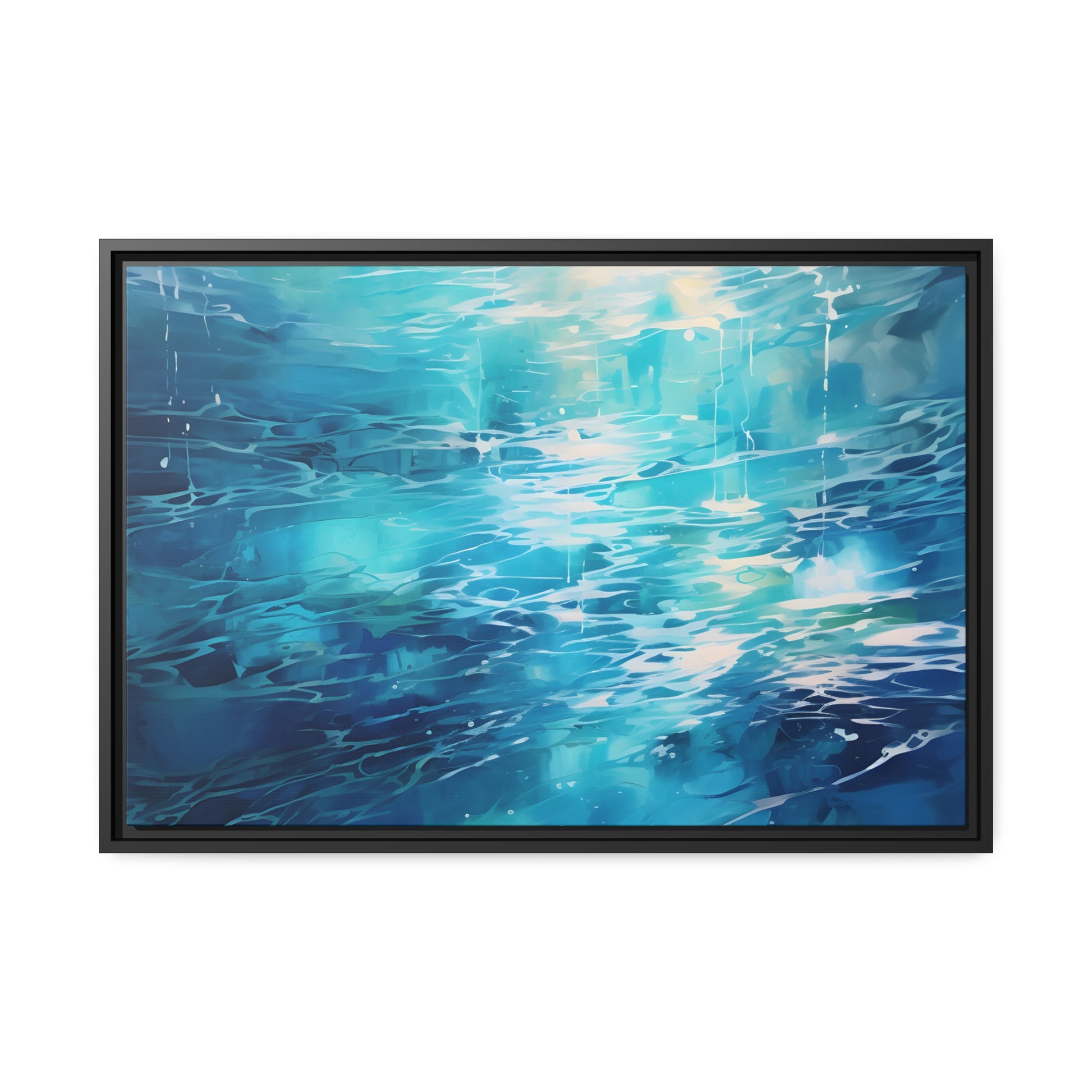 Framed Canvas Abstract artwork Vibrant Soothing Water Texture Abstract Art Bright Crystal Clear Water Framed Canvas