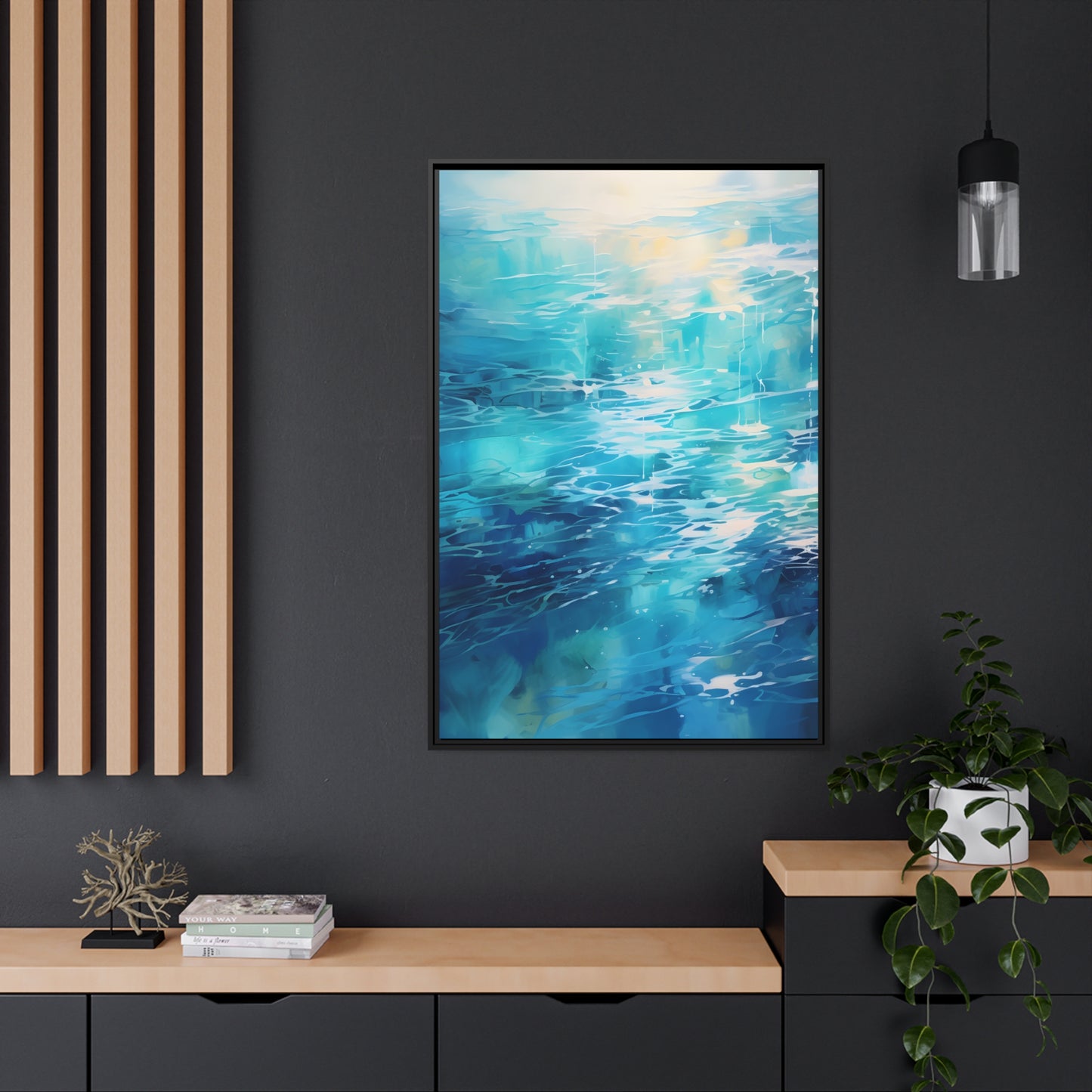 Framed Canvas Abstract artwork Vibrant Soothing Water Texture Abstract Art Bright Crystal Clear Water Framed Canvas