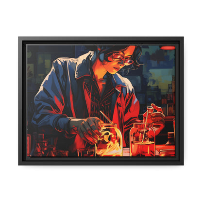 Framed Canvas artwork Bar/Night Life Art Attractive Bartender Mixing Drinks In A Neon Lit Bar Framed Canvas Painting Alcohol Art