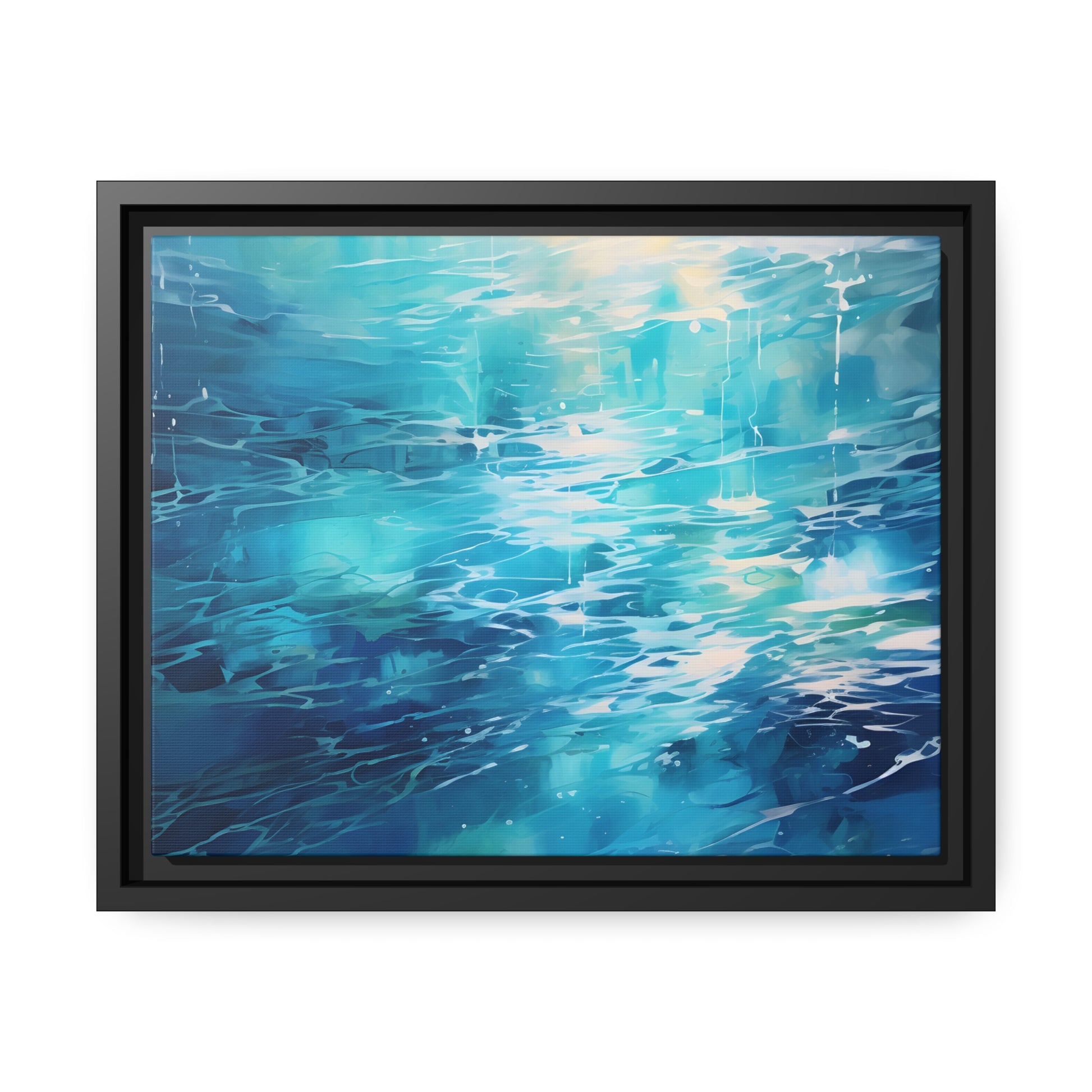 Framed Canvas Abstract artwork Vibrant Soothing Water Texture Abstract Art Bright Crystal Clear Water Framed Canvas