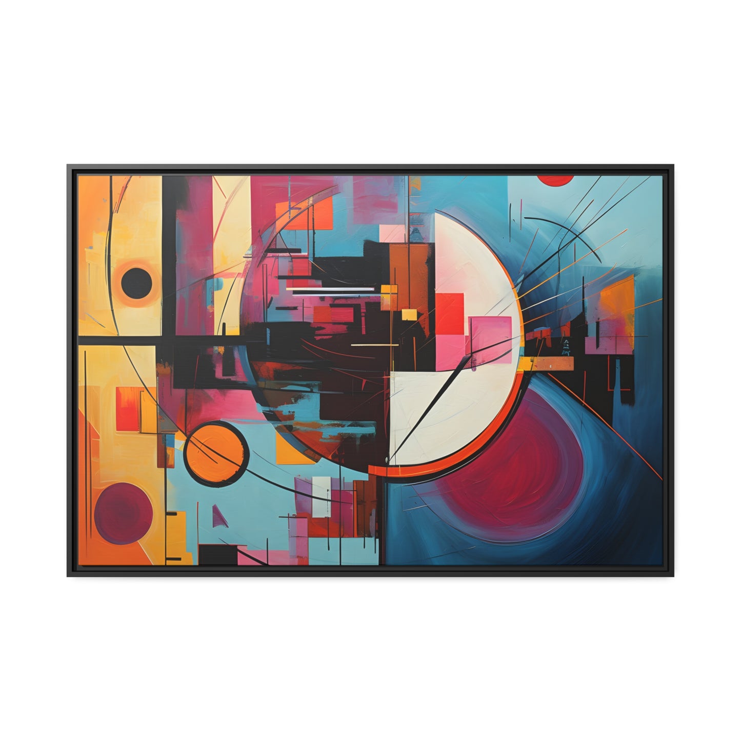 Framed Floating Canvas Abstract Art Attention Grabbing Conversation Starting Art Piece