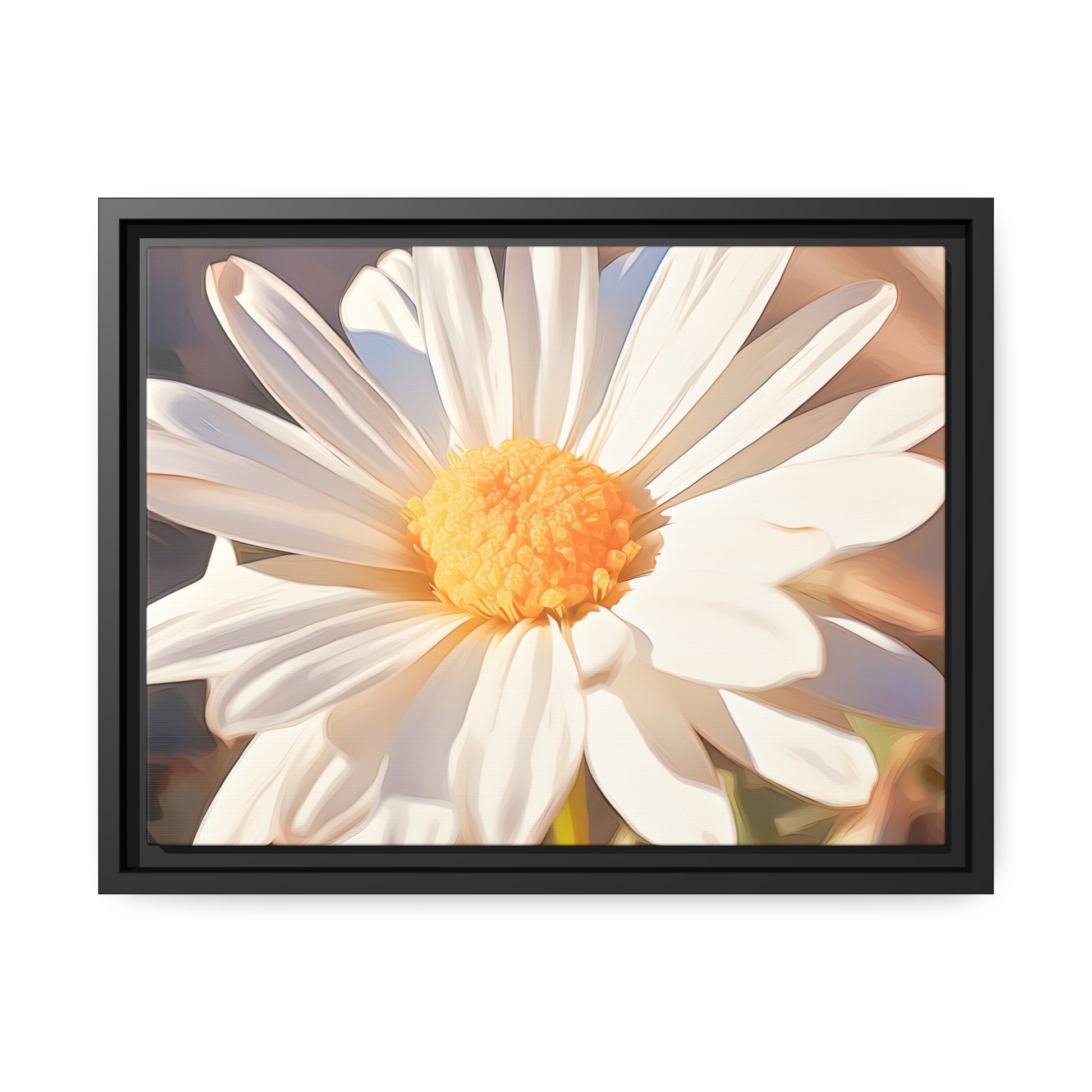 Framed Canvas Nature Inspired Artwork Stunning Sunlit Daisy Blooming Oil Painting Style