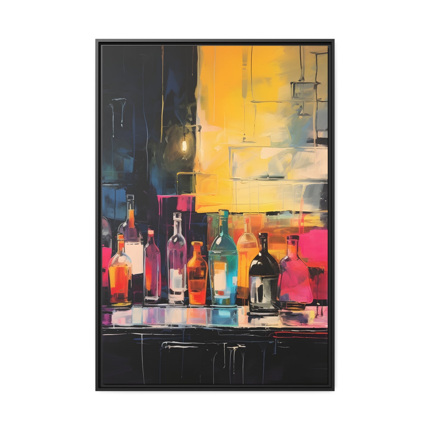 Framed Canvas artwork Bar/Night Life Art Framed Canvas Painting Alcohol Art