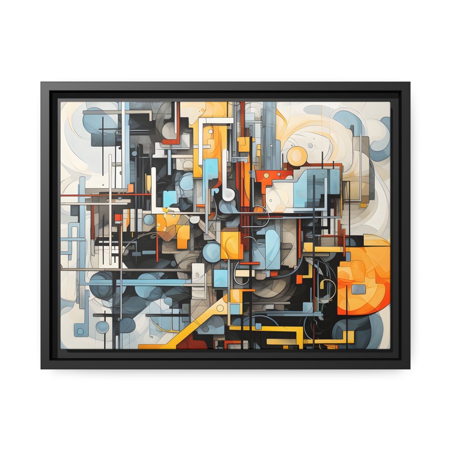 Framed Canvas Abstract artwork Vibrant Mechanical Shapes Art Framed Attention Grabbing Abstract Art