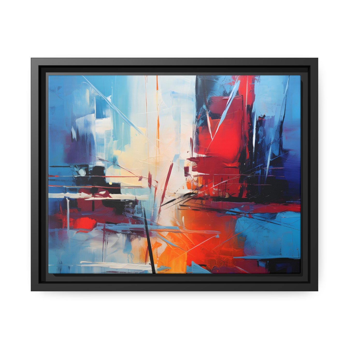 Framed Canvas Abstract artwork Vibrant City Art Framed Oil Painting Style Abstract Art