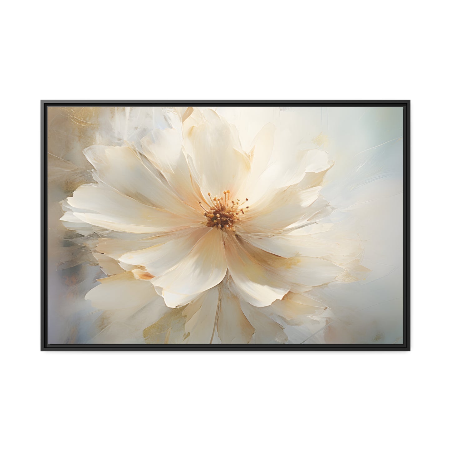 Framed Canvas Watercolor Style Soft White Daisy Flower Floating Canvas