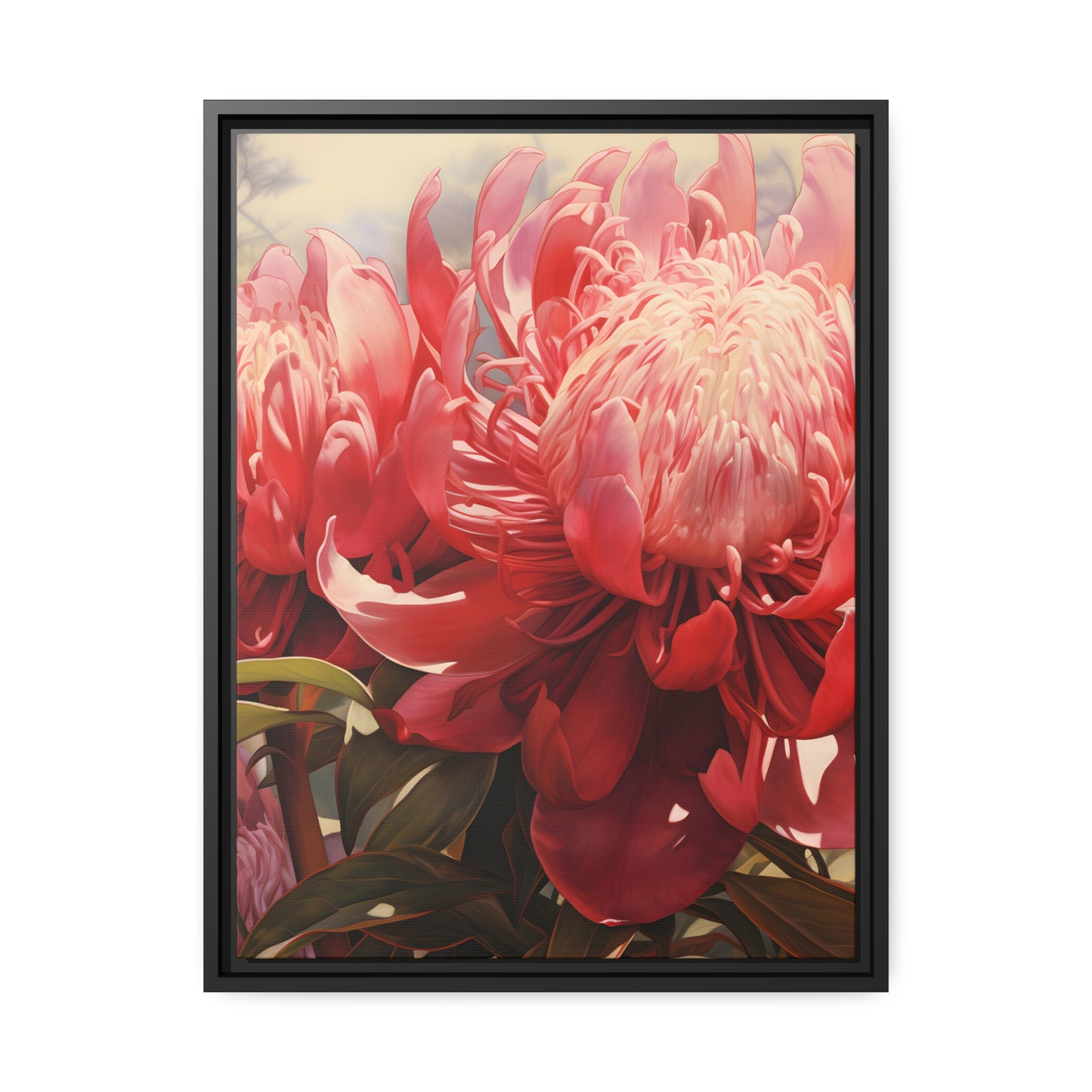 Framed Canvas Nature Inspired Artwork Stunning Bright Vibrant Blooming Wattle Oil Painting Style Framed Print