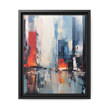 Framed Canvas Abstract artwork Vibrant City Art Framed Oil Painting Style Abstract Art