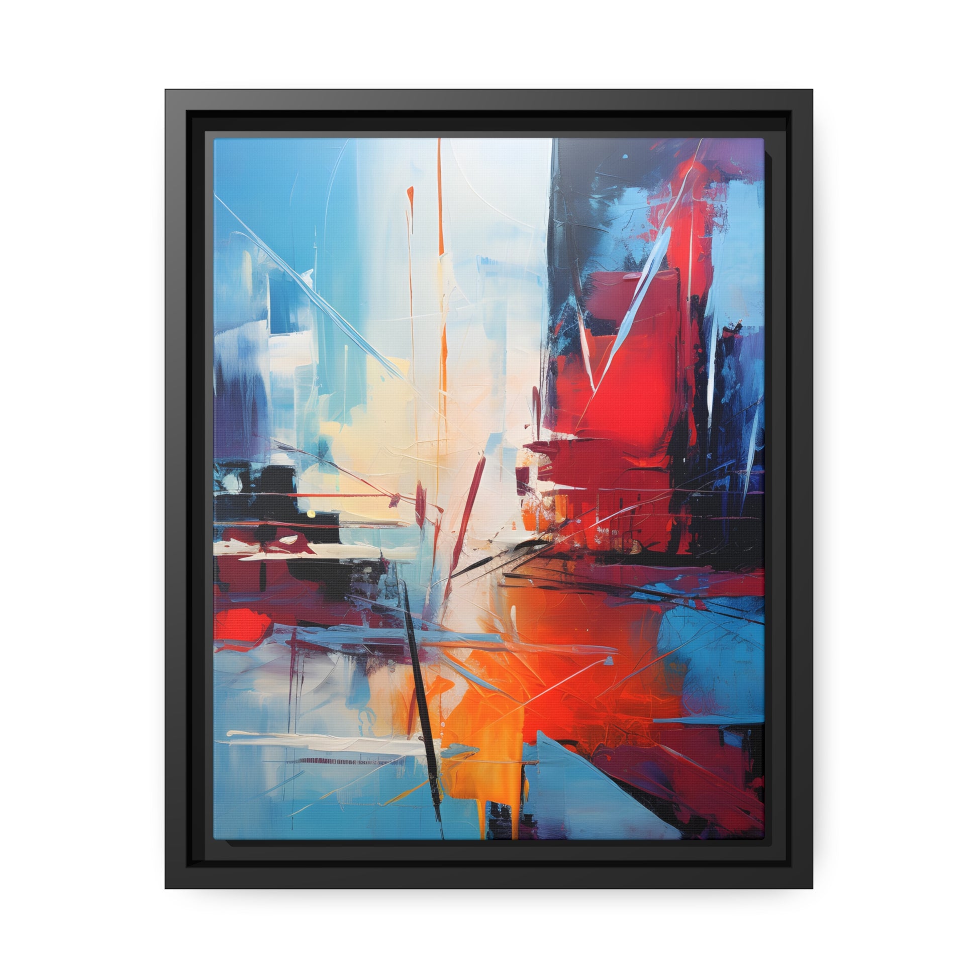 Framed Canvas Abstract artwork Vibrant City Art Framed Oil Painting Style Abstract Art