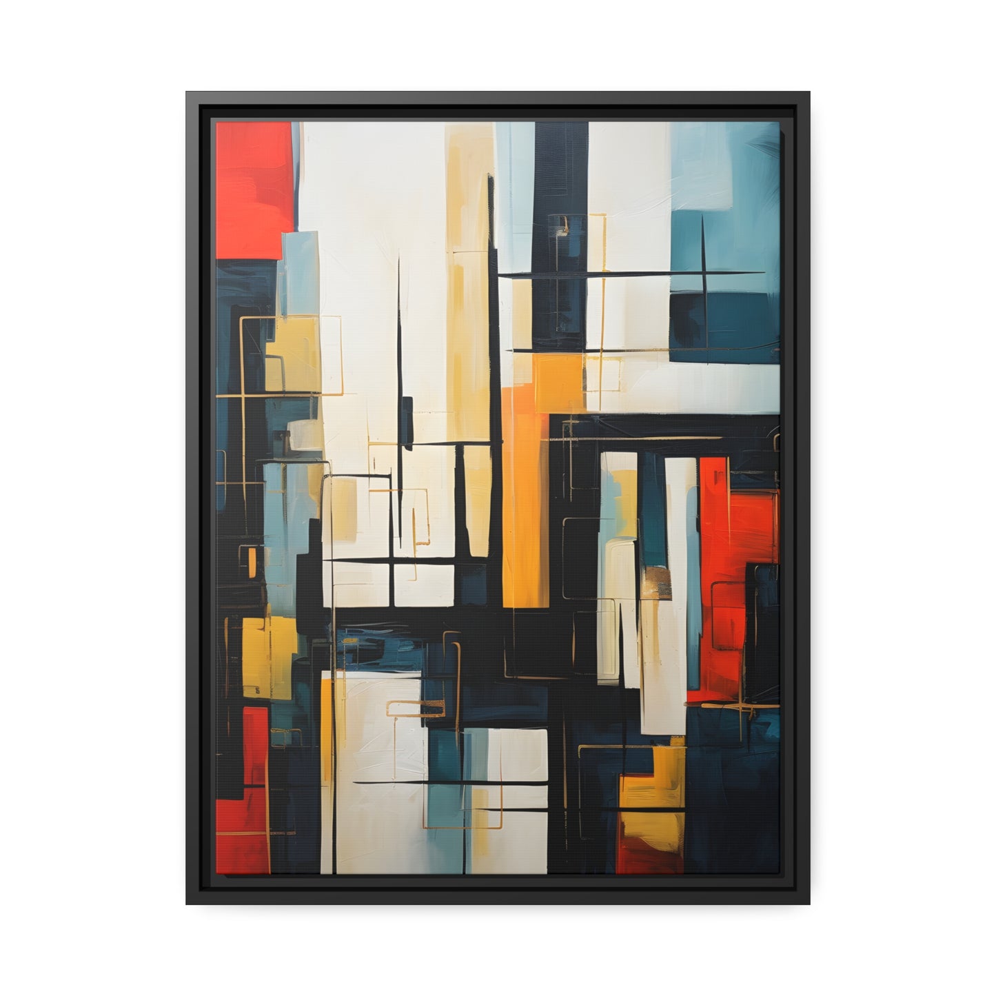 Framed Canvas Abstract Minimalistic Modern Style Floating Canvas Maze Style Framed Artwork 