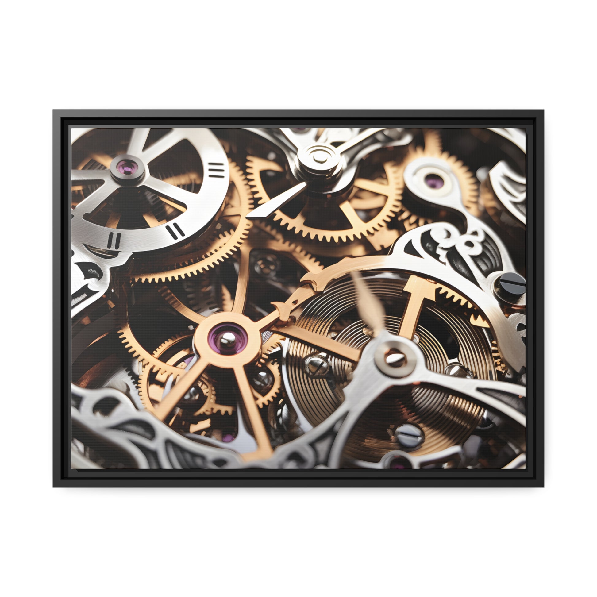Beautiful Skeletonized Mechanical Watch Framed Canvas Art 30" x 20" (Horizontal Orientation)