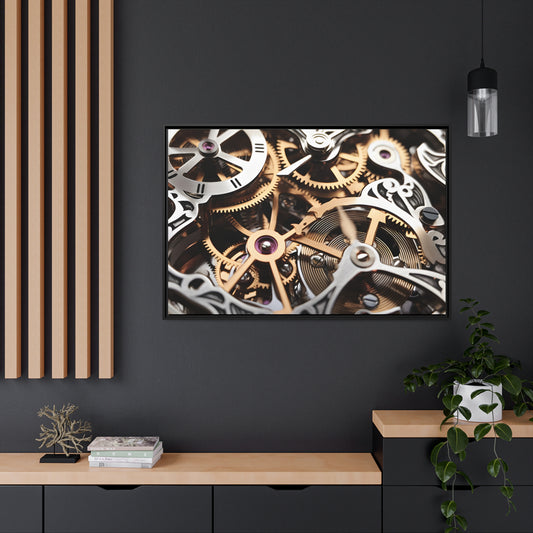 Beautiful Skeletonized Mechanical Watch Framed Canvas Art 36" x 24" (Horizontal Orientation)