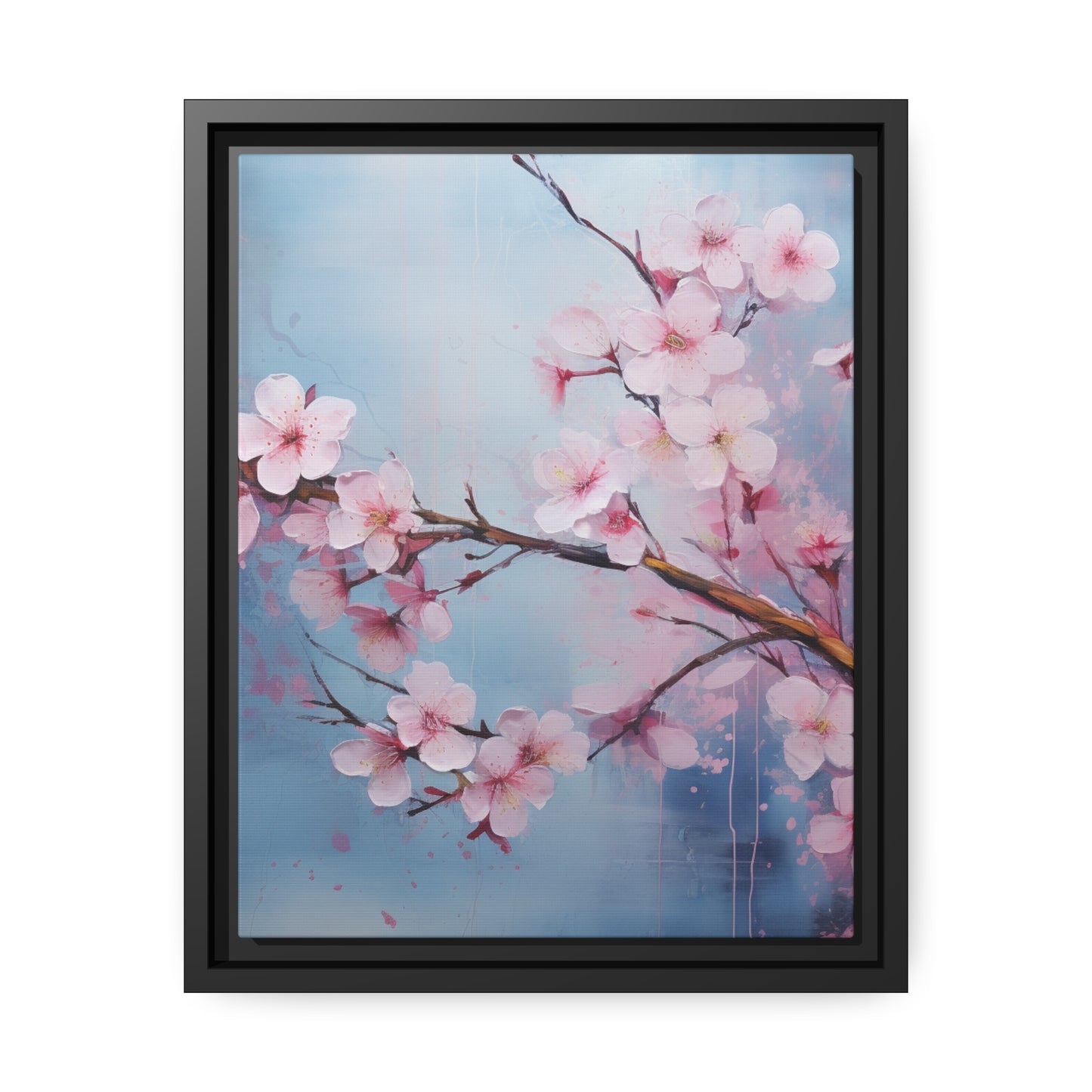 Framed Canvas Nature Inspired Artwork Stunning Gloomy Cherry Blossom Tree Oil Painting Style Framed Canvas  Print