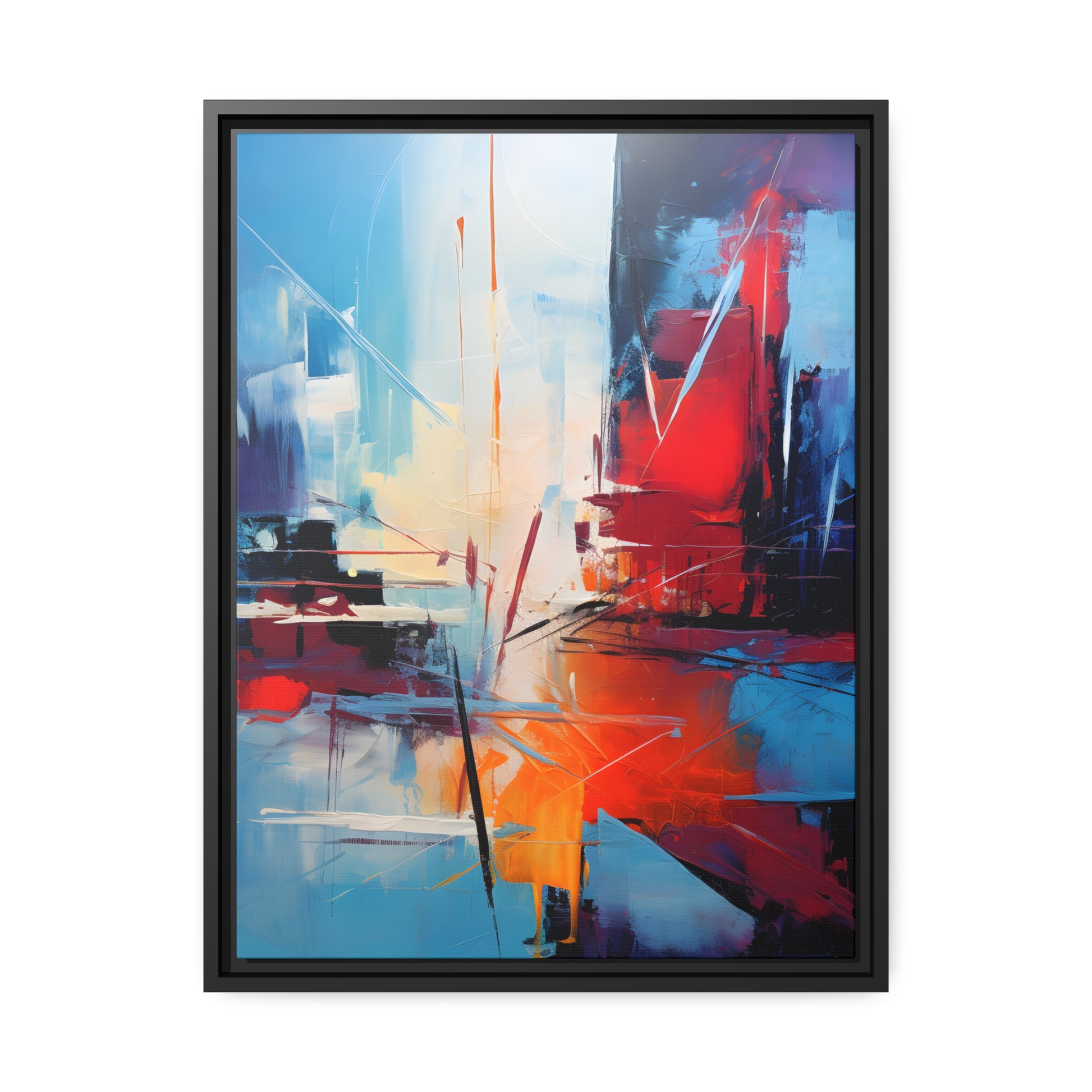 Framed Canvas Abstract artwork Vibrant City Art Framed Oil Painting Style Abstract Art