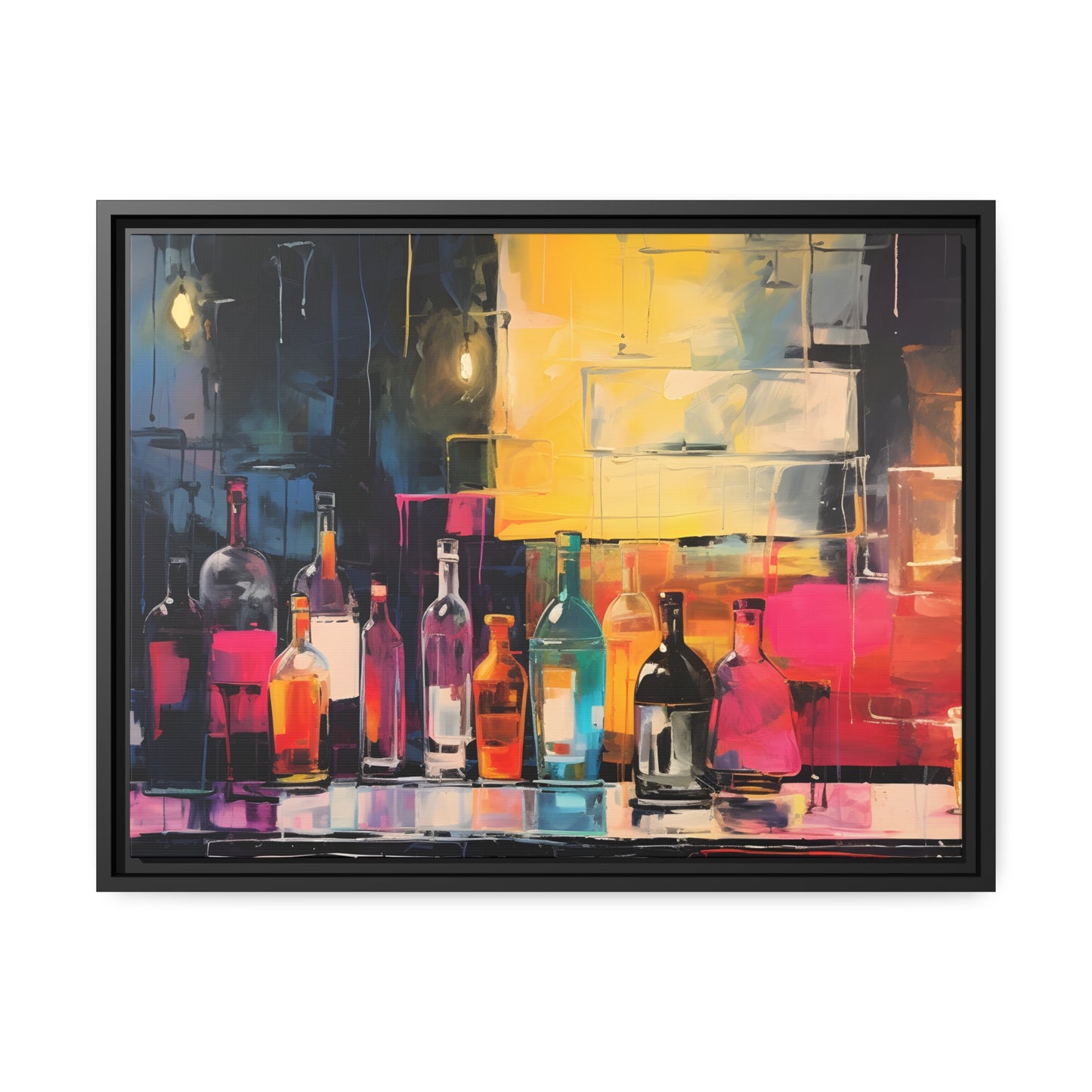 Framed Canvas artwork Bar/Night Life Art Framed Canvas Painting Alcohol Art