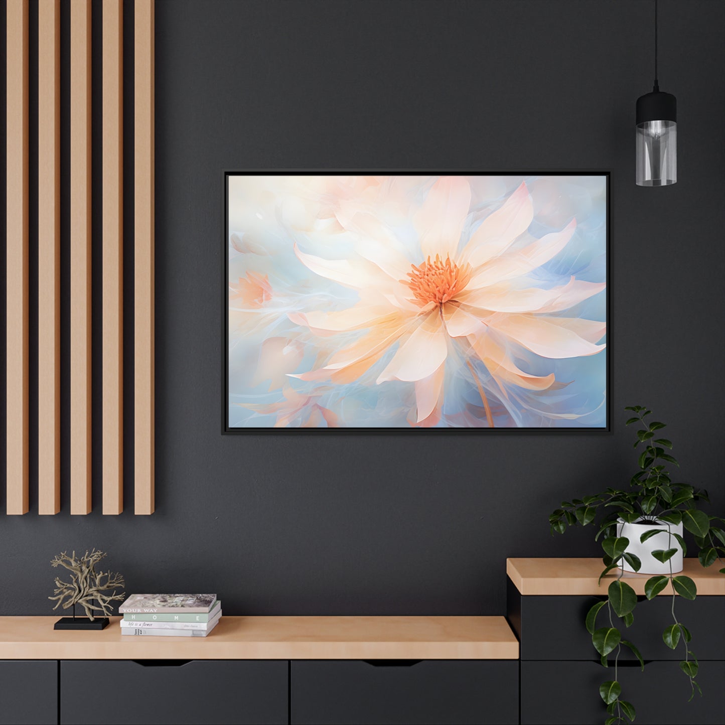 Framed Canvas Watercolor Style Soft Daisy Flower Floating Canvas