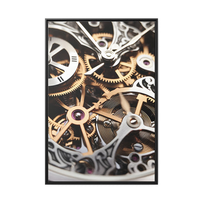 Beautiful Skeletonized Mechanical Watch Framed Canvas Art  32" x 48" (Vertical Orientation)