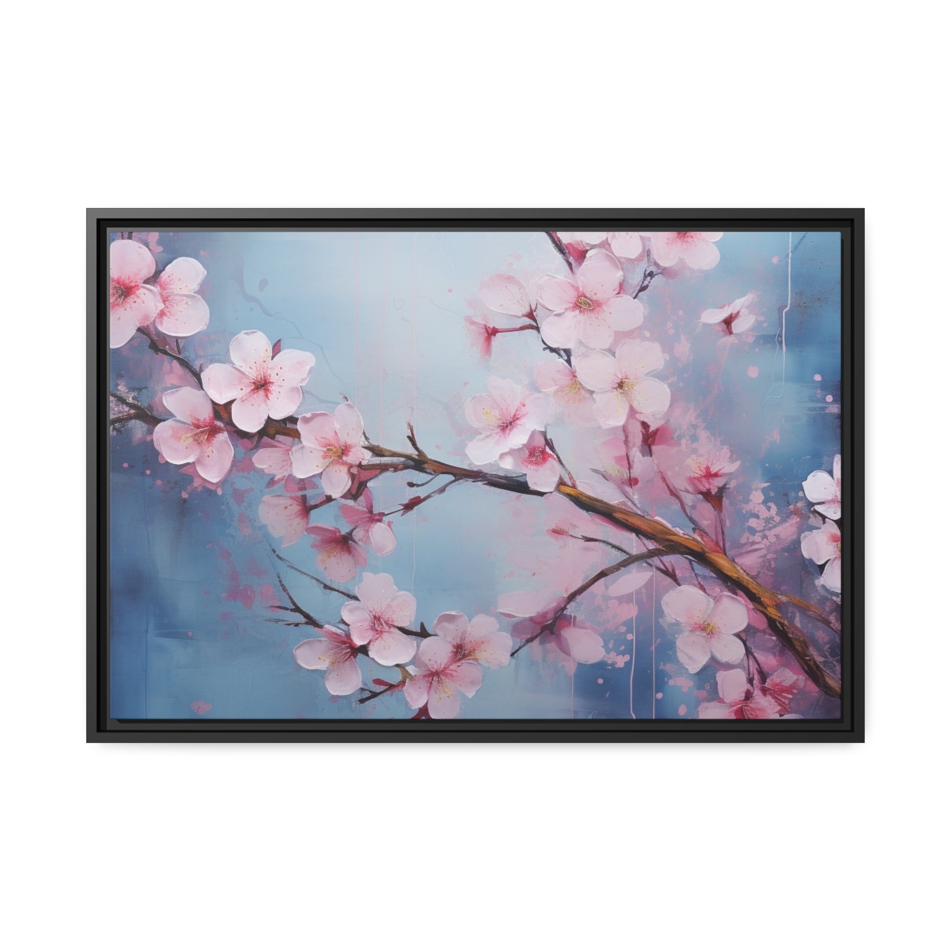 Framed Canvas Nature Inspired Artwork Stunning Gloomy Cherry Blossom Tree Oil Painting Style Framed Canvas  Print