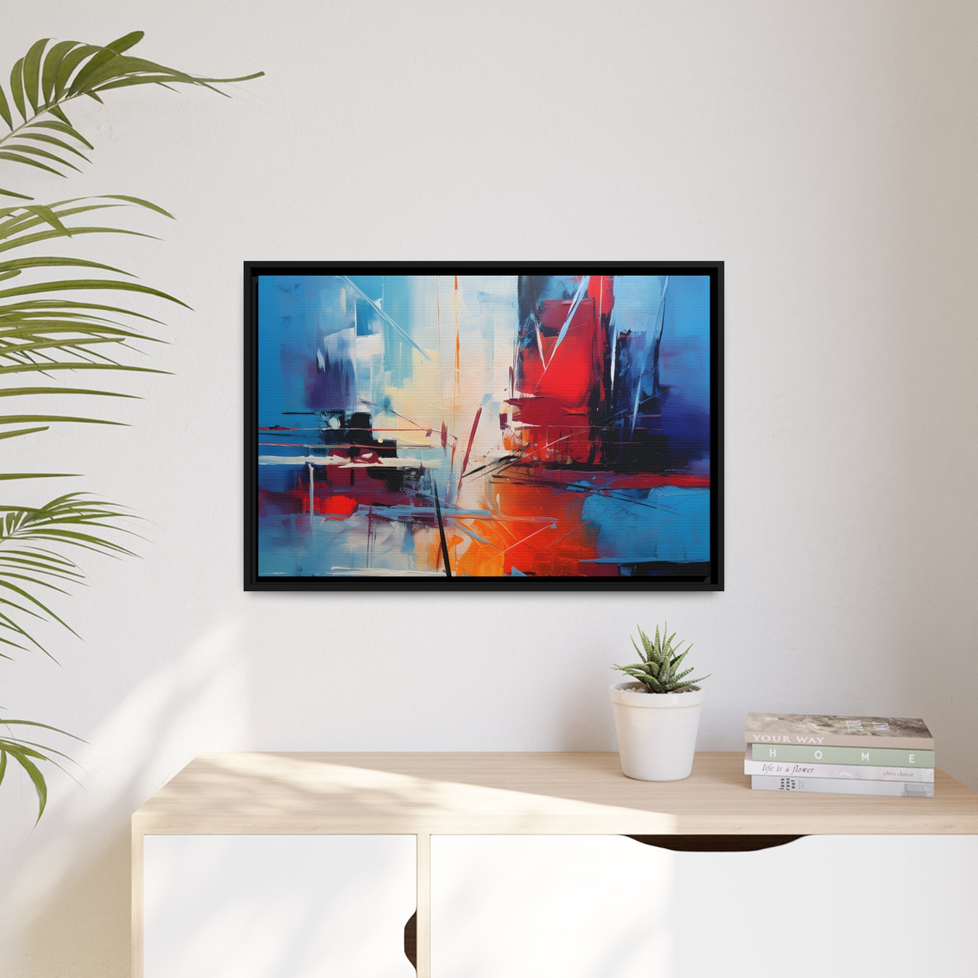 Framed Canvas Abstract artwork Vibrant City Art Framed Oil Painting Style Abstract Art