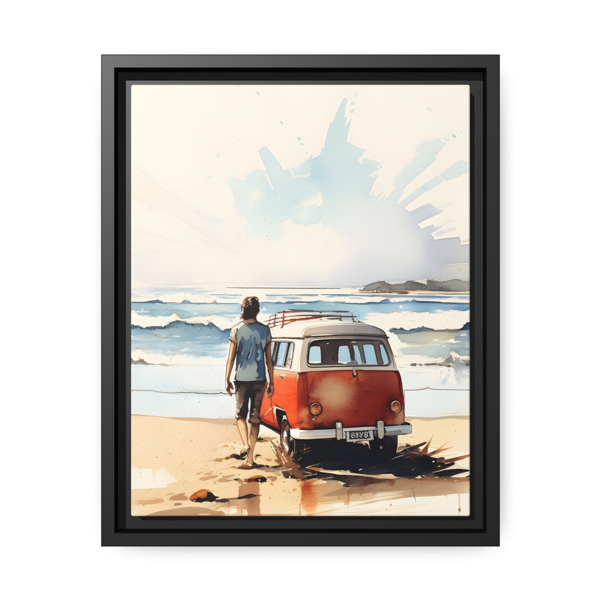 Framed Canvas Lifestyle/Oceanside Artwork Stunning Watercolor Style Framed Canvas Painting