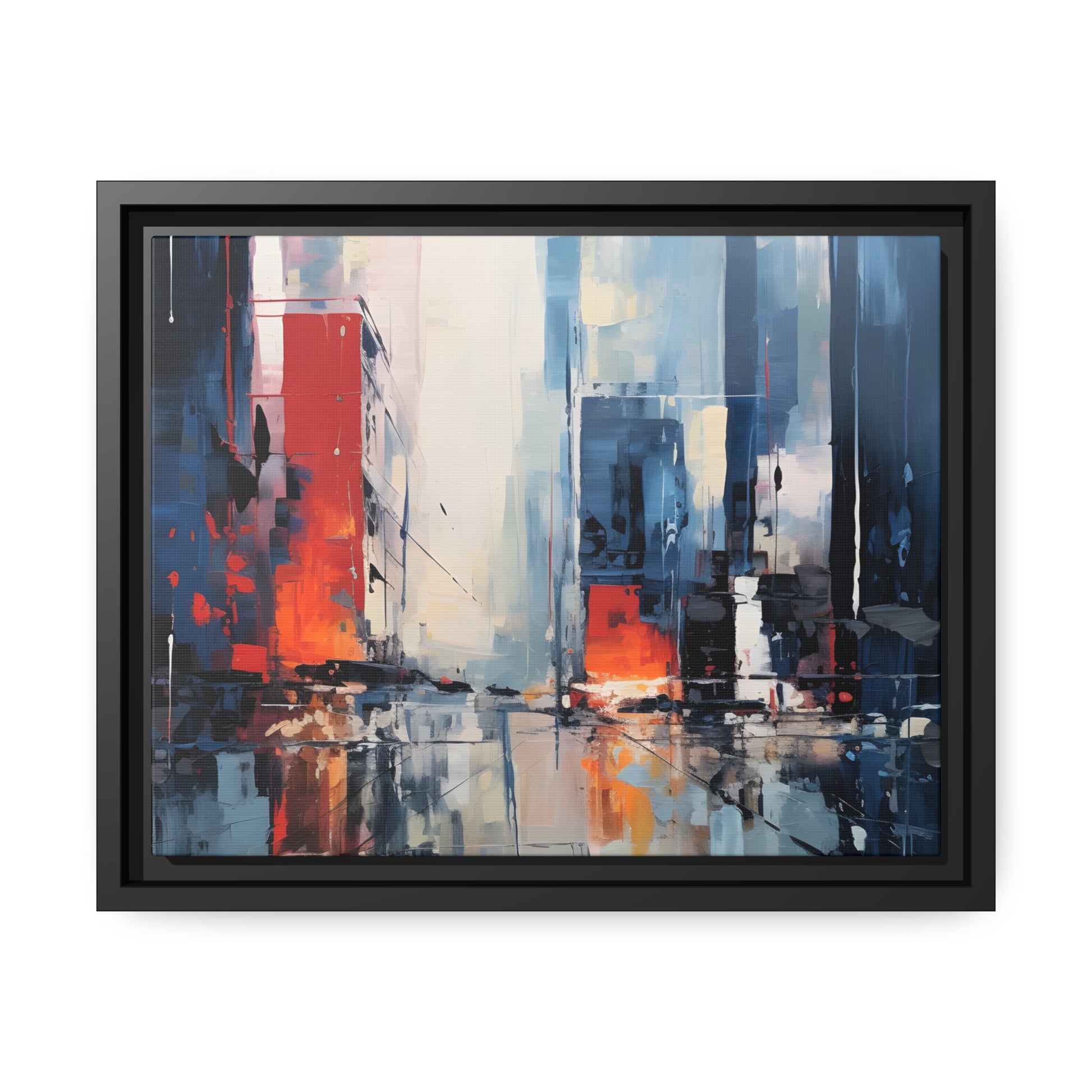 Framed Canvas Abstract artwork Vibrant City Art Framed Oil Painting Style Abstract Art