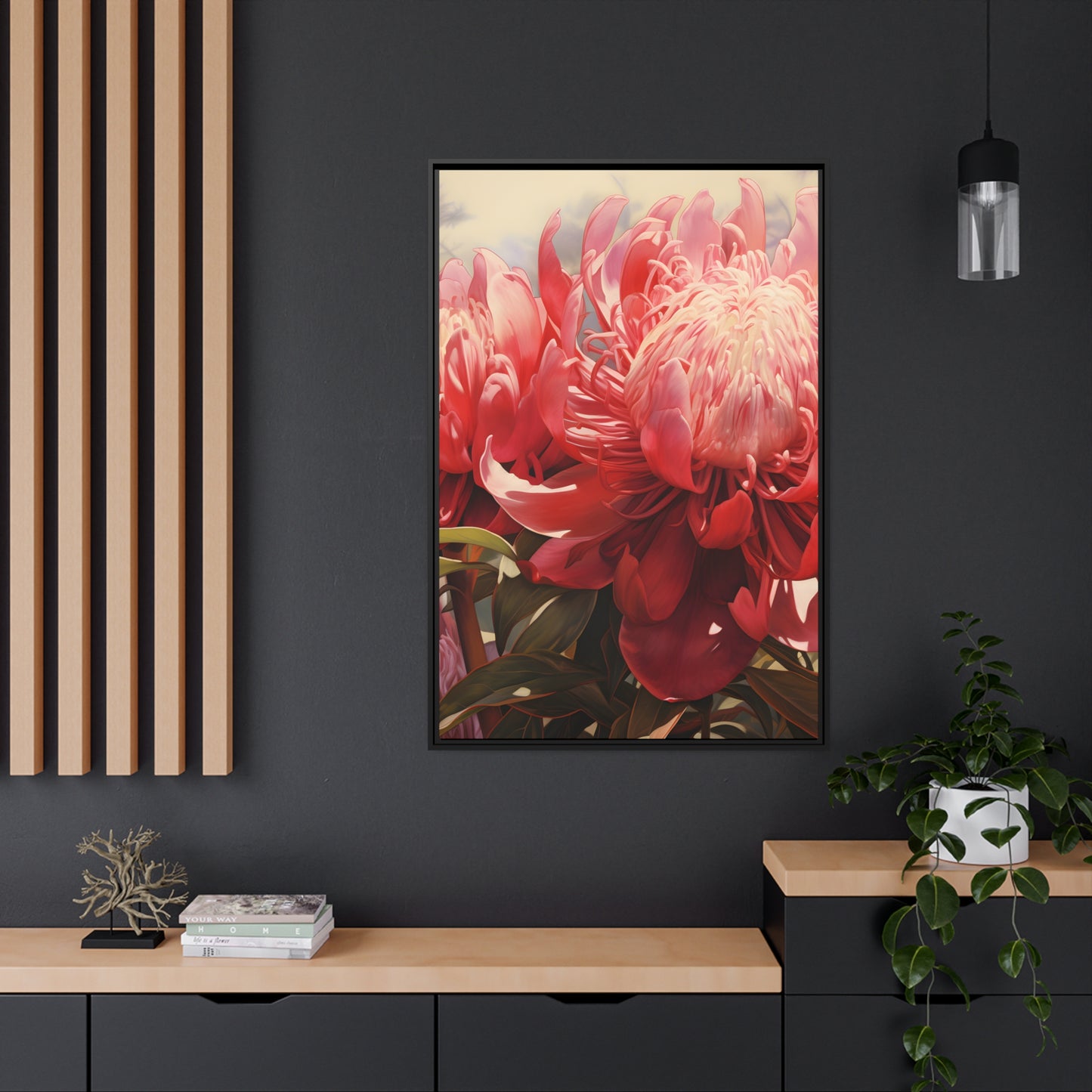 Framed Canvas Nature Inspired Artwork Stunning Bright Vibrant Blooming Wattle Oil Painting Style Framed Print