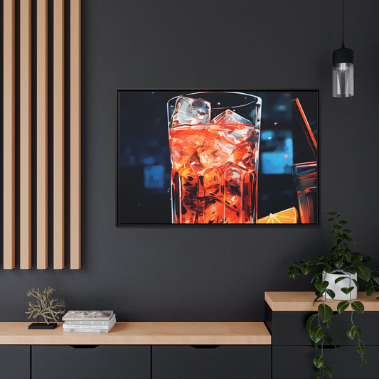 Framed Canvas artwork Bar/Night Life Art Framed Canvas Painting Alcohol Art Iced Drink Close Up