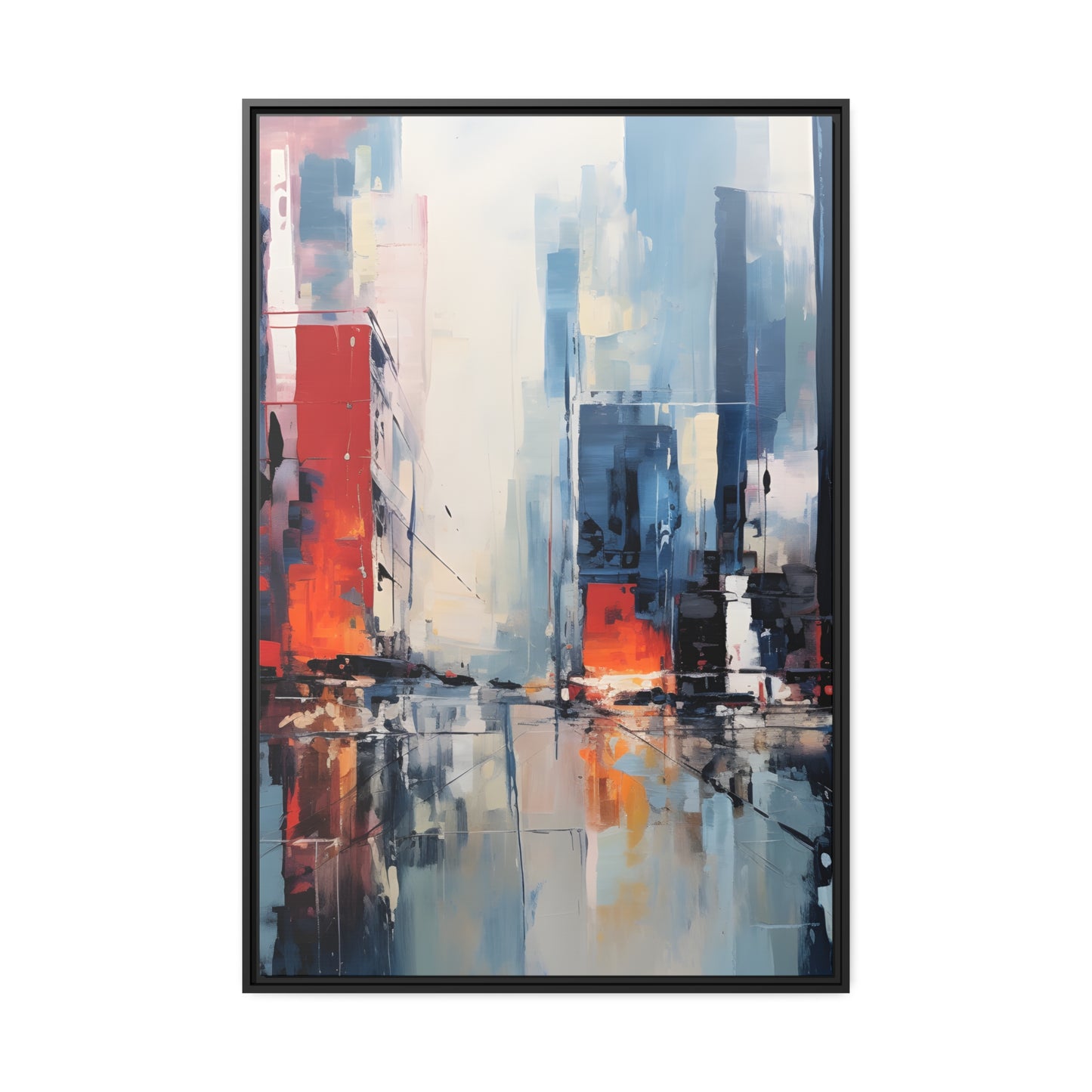 Framed Canvas Abstract artwork Vibrant City Art Framed Oil Painting Style Abstract Art