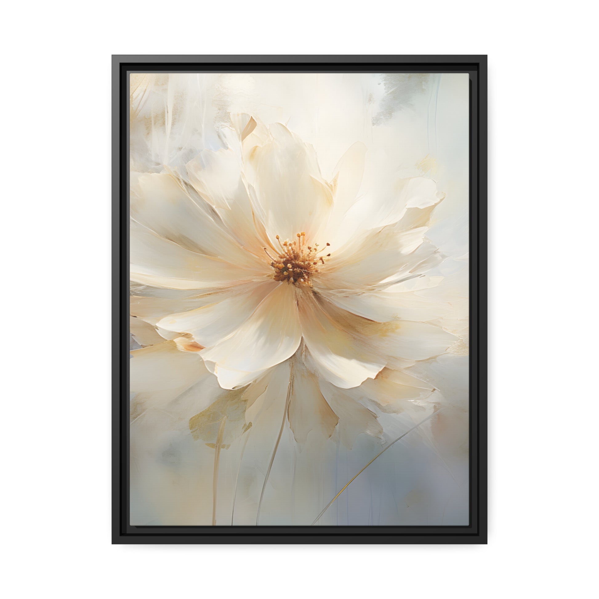 Framed Canvas Watercolor Style Soft Daisy Flower Floating Canvas