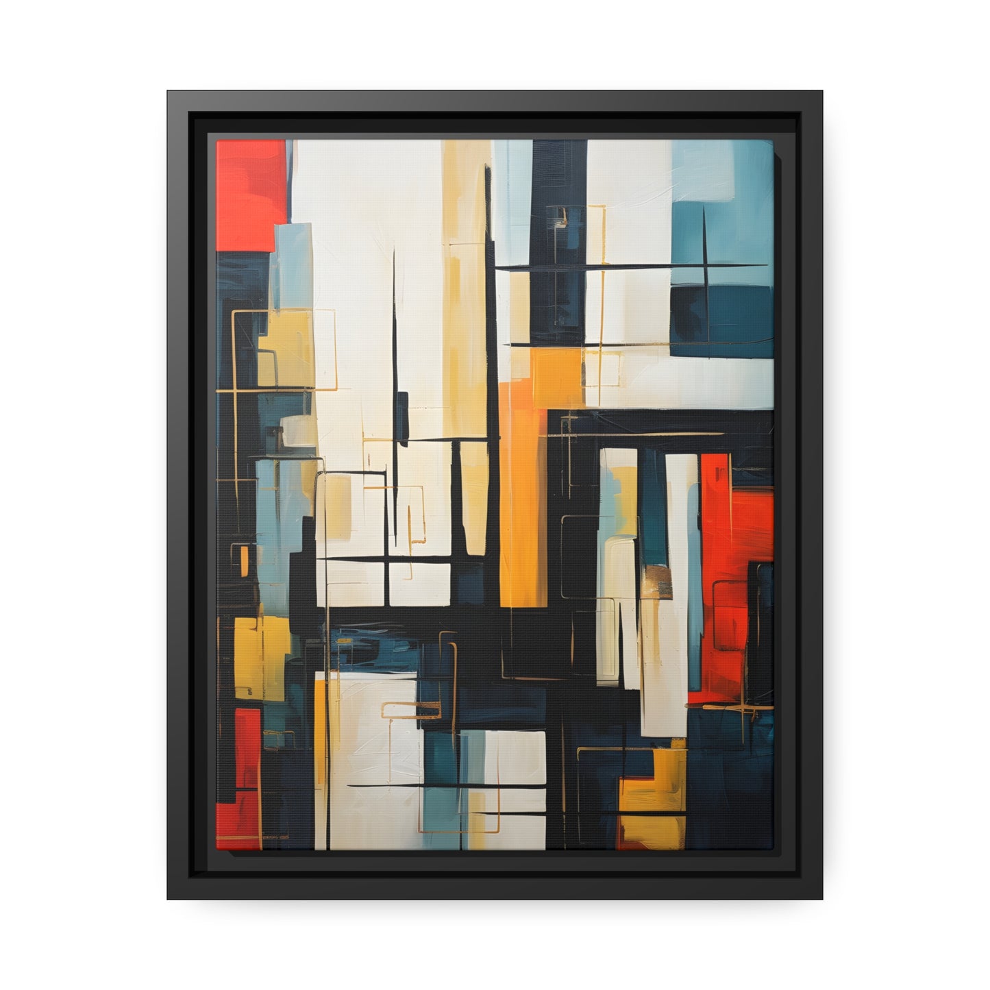 Framed Canvas Abstract Minimalistic Modern Style Floating Canvas Maze Style Framed Artwork 