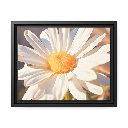 Framed Canvas Nature Inspired Artwork Stunning Sunlit Daisy Blooming Oil Painting Style