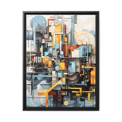 Framed Canvas Abstract artwork Vibrant Mechanical Shapes Art Framed Attention Grabbing Abstract Art