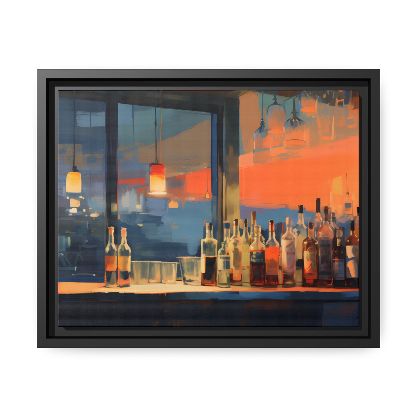 Framed Canvas Artwork Alcohol Bar Night Life Party Drinking Lifestyle Floating Frame Canvas 
