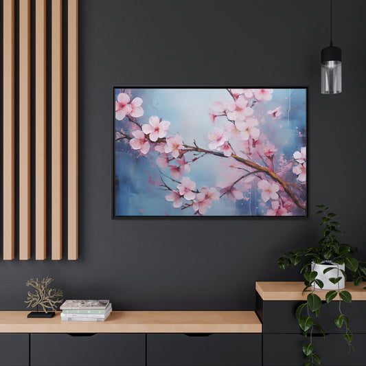 Framed Canvas Nature Inspired Artwork Stunning Gloomy Cherry Blossom Tree Oil Painting Style Framed Canvas  Print