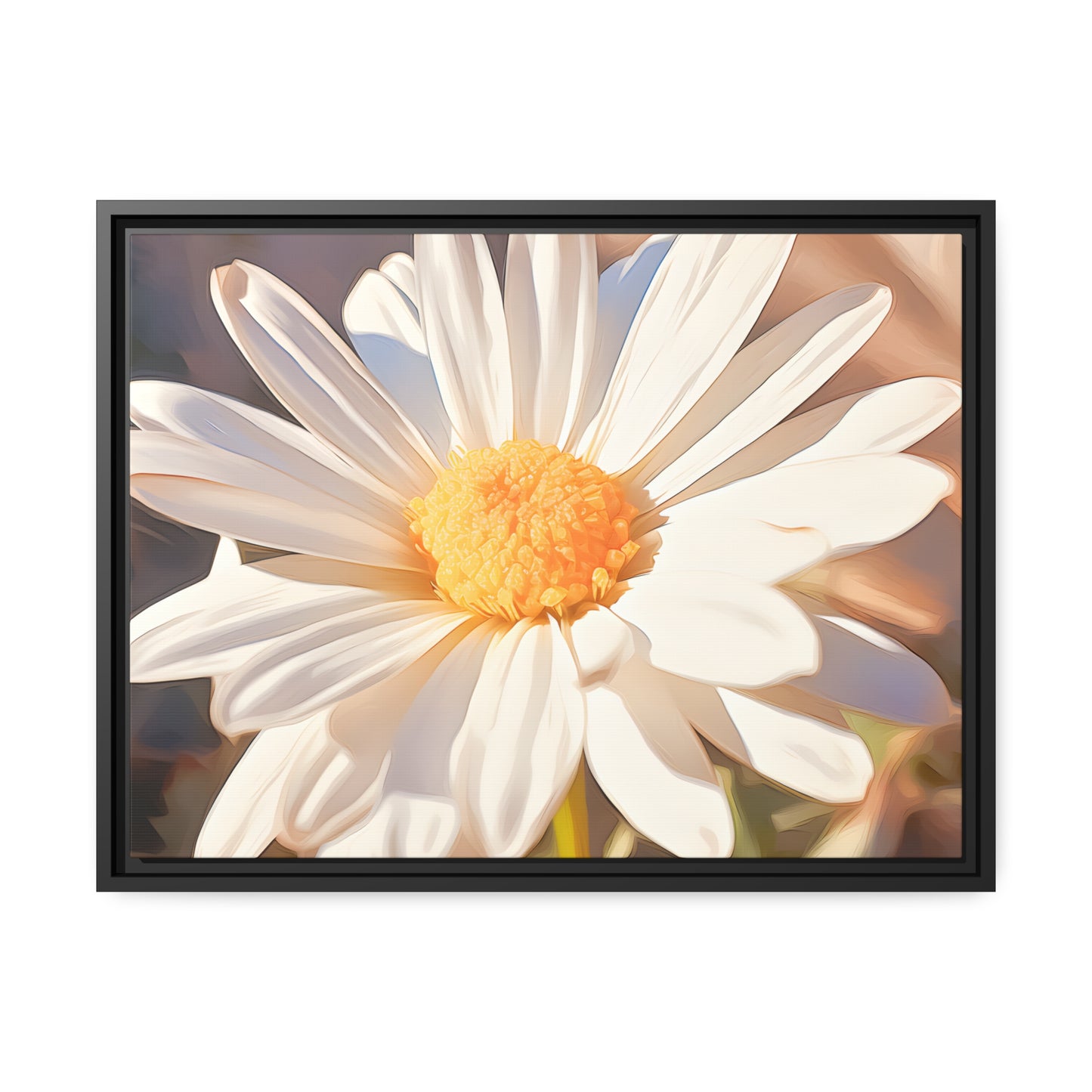 Framed Canvas Nature Inspired Artwork Stunning Sunlit Daisy Blooming Oil Painting Style