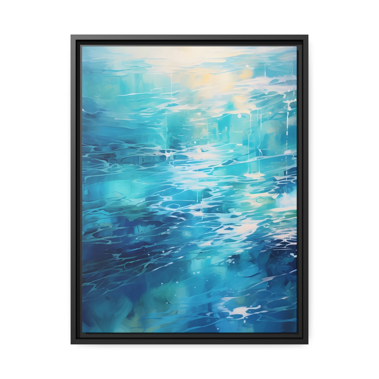 Framed Canvas Abstract artwork Vibrant Soothing Water Texture Abstract Art Bright Crystal Clear Water Framed Canvas