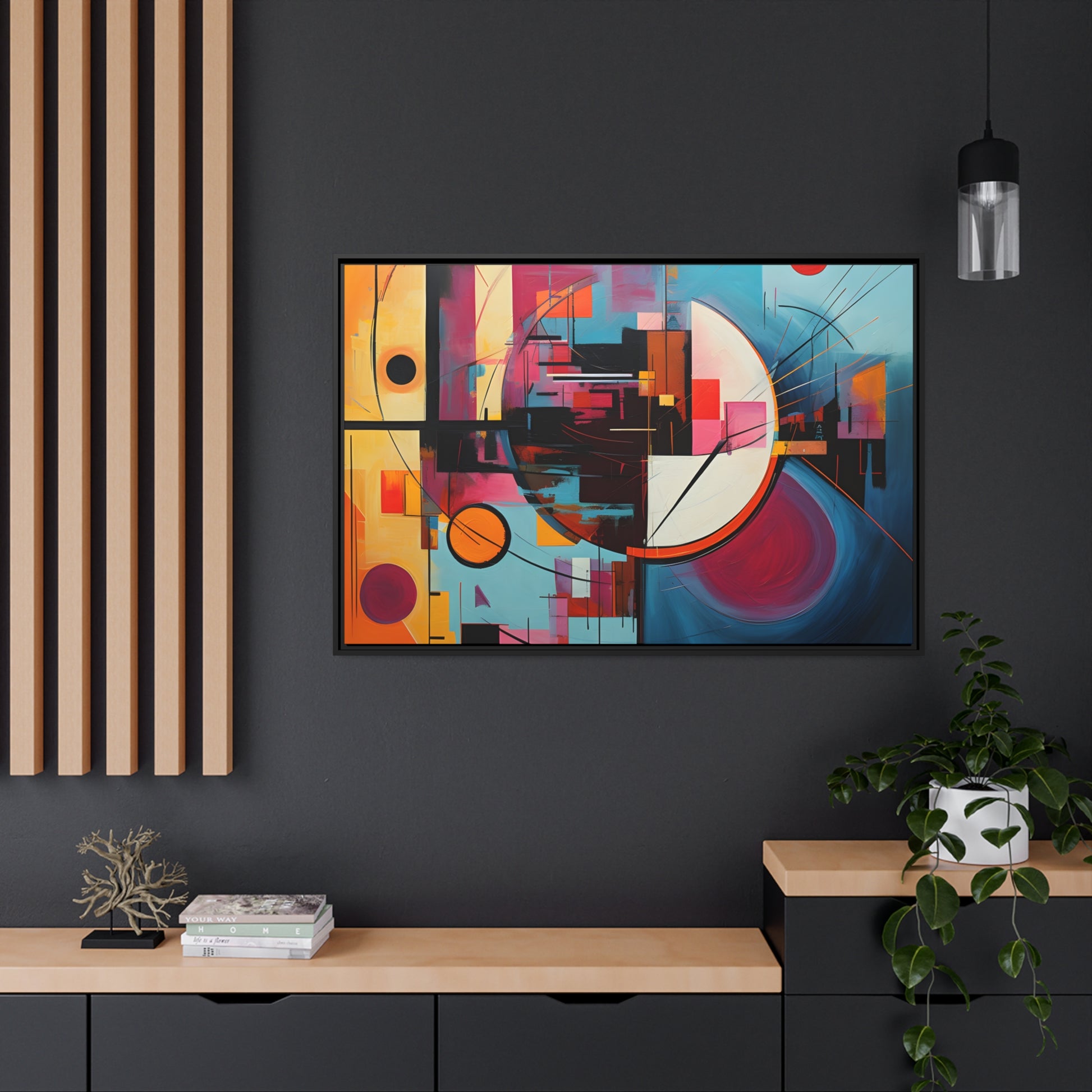 Framed Floating Canvas Abstract Art Attention Grabbing Conversation Starting Art Piece