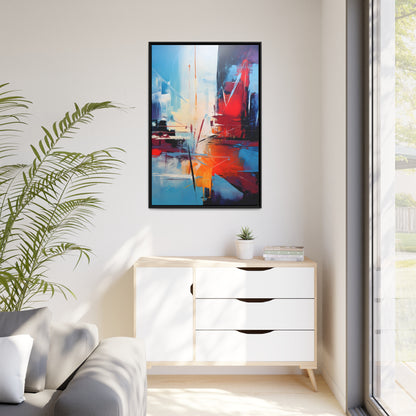 Framed Canvas Abstract artwork Vibrant City Art Framed Oil Painting Style Abstract Art