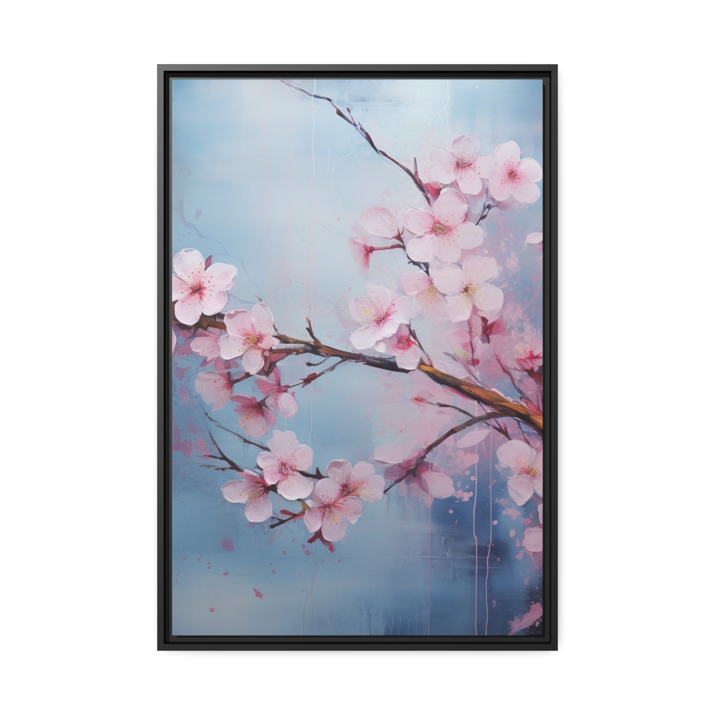 Framed Canvas Nature Inspired Artwork Stunning Gloomy Cherry Blossom Tree Oil Painting Style Framed Canvas  Print