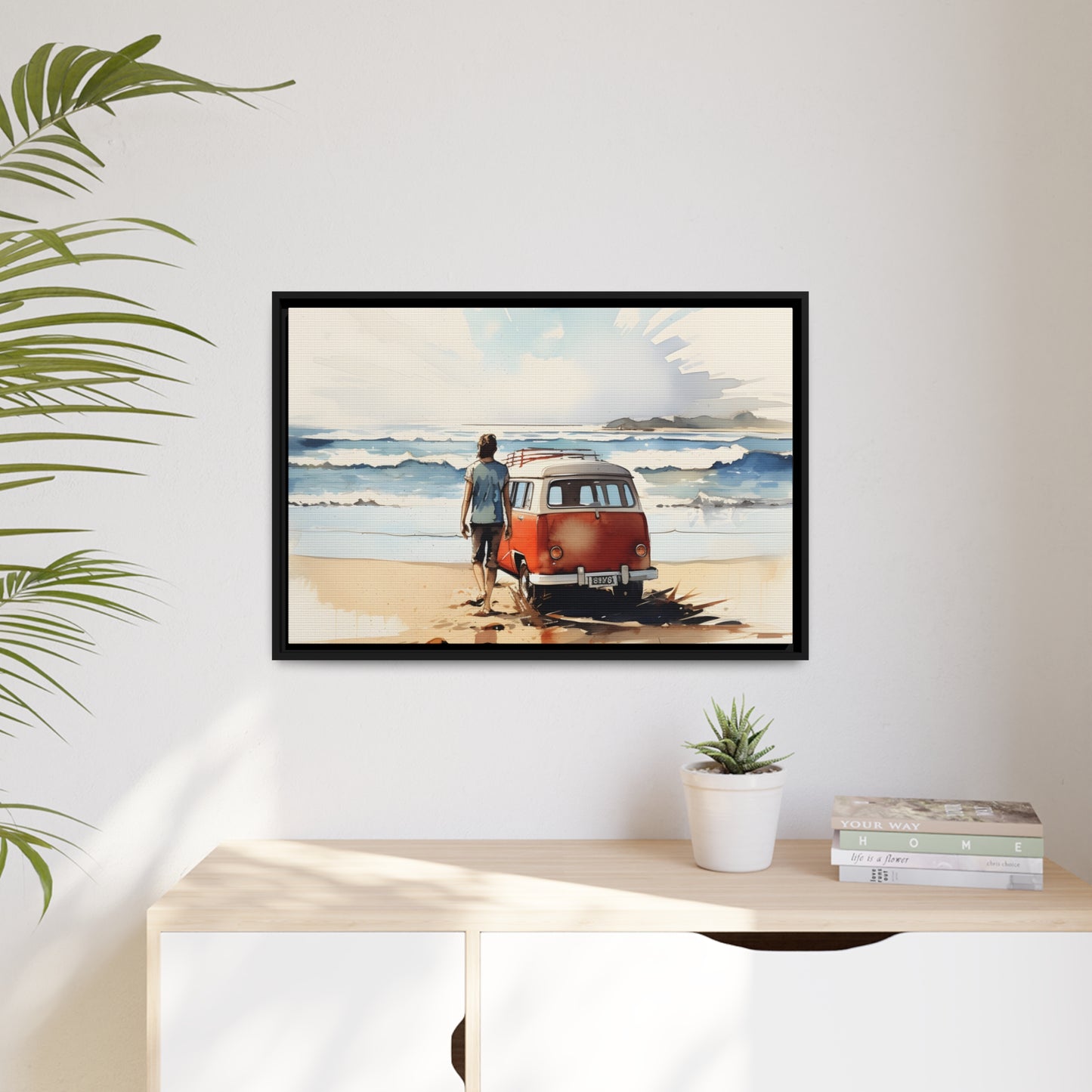 Framed Canvas Lifestyle/Oceanside Artwork Stunning Watercolor Style Framed Canvas Painting