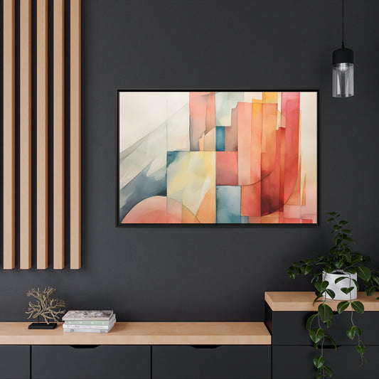 Framed Canvas Abstract Artwork Simplistic Minimalist Shapes Water Color Painting Style Abstract Art Framed Floating Canvas 