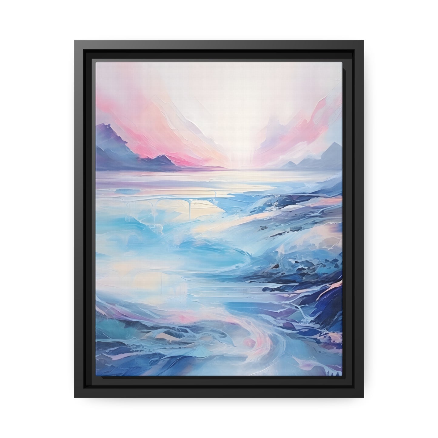 Soothing Calm Heartwarming Framed Canvas Artwork Sunset Over An Angry Blue Ocean 