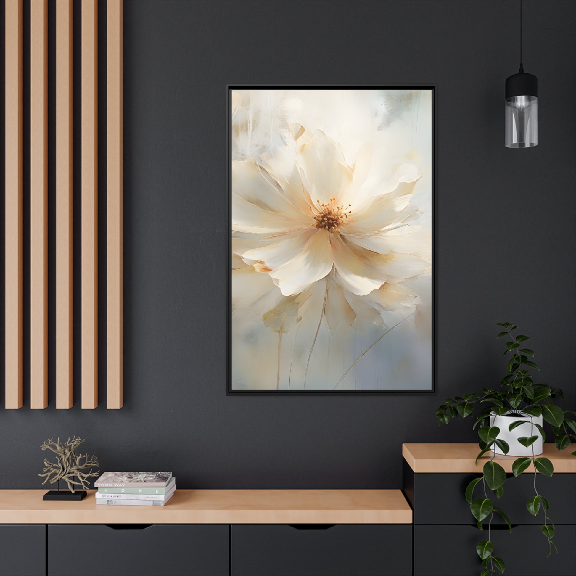 Framed Canvas Watercolor Style Soft Daisy Flower Floating Canvas